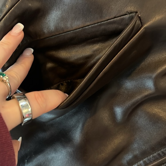 Vintage LNR Brown Leather Jacket w/ Fur Hood - Picture 7 of 16